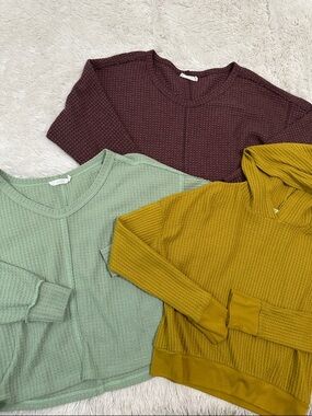 💜 Bundle of 3 Waffle Knit Tops